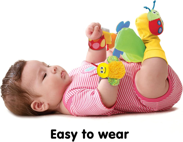 LAMAZE Gardenbug Wrist Baby Rattle Toy Baby Gift Set, Cute Foot Finder Baby Toy with Sensory Stimula