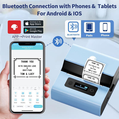 Phomemo M221 Etikettendrucker - Barcode Drucker Bluetooth Beschriftungsgerät Label Maker, für Untern