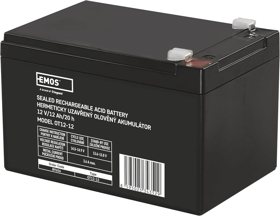 EMOS Wartungsfreier Bleiakku/Bleiakkumulator für Gefahrmeldeanlagen, Brandmeldetechnik, USV, Aufzüge