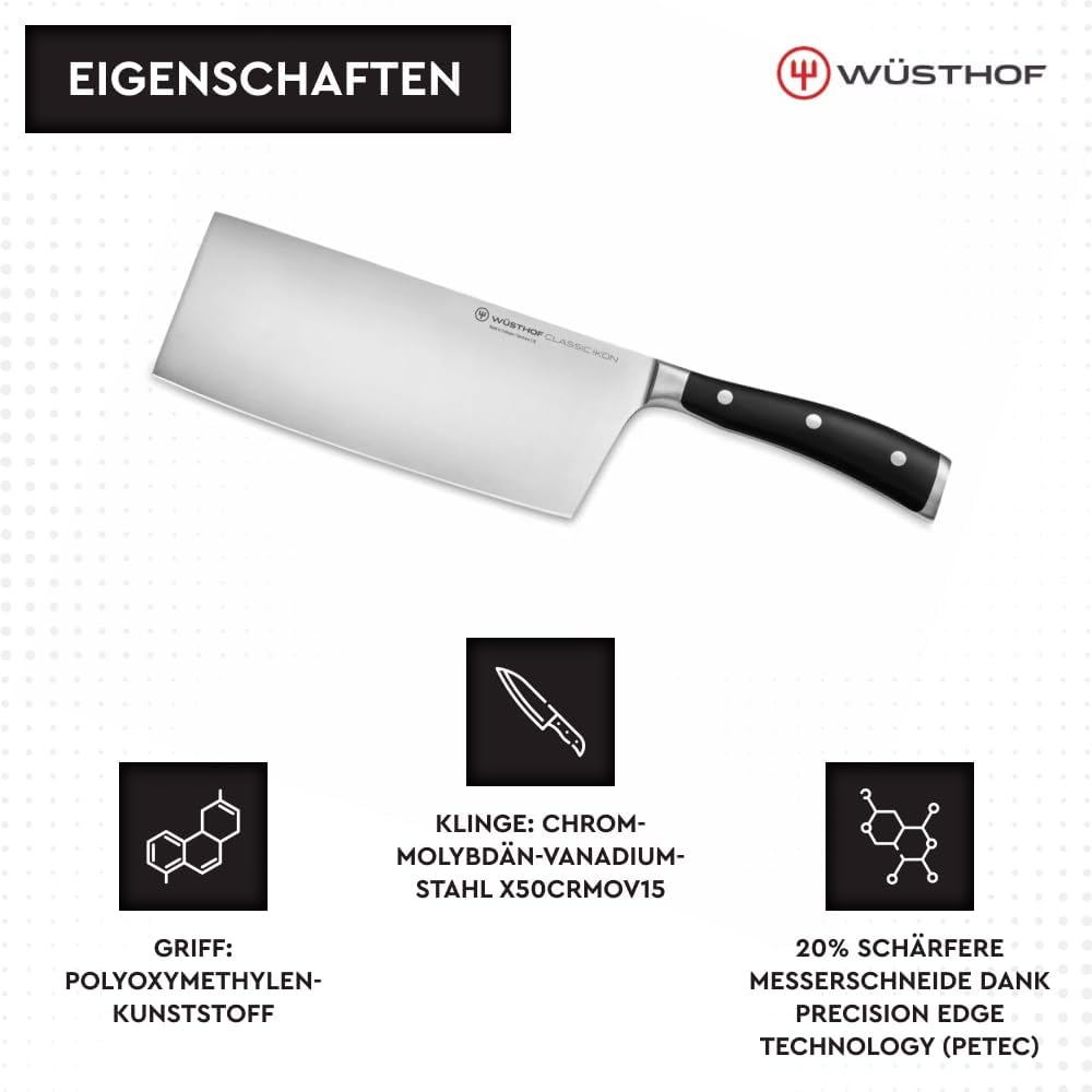 WÜSTHOF Classic Ikon Chinesisches Kochmesser, 7.75 cm Klinge