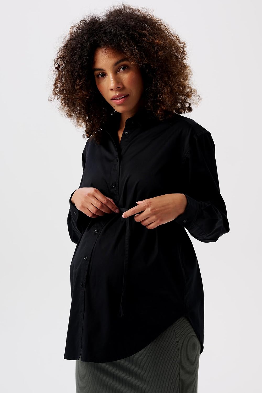 Noppies Damen Arles Nursing Blouse Ls Bluse L Black - P090, L Black - P090