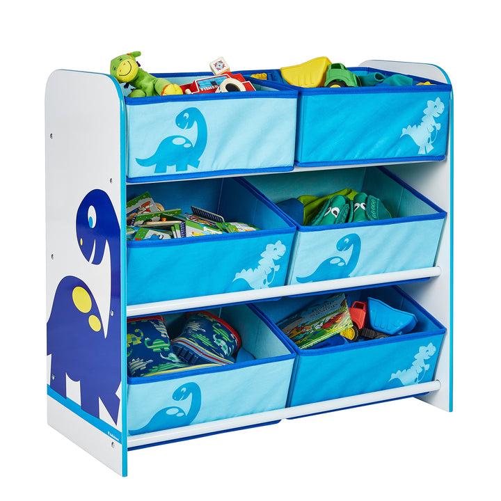 Worlds Apart Dinosaurier - Regal zur Spielzeugaufbewahrung mit sechs Kisten für Kinder, 60.0x63.5x30
