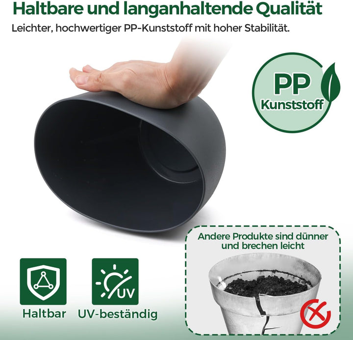 T4U 2Pcs 17,5cm Selbstbewässerungstopf mit Wasseranzeiger, Praktischer Blumentopf für vielbeschäftig