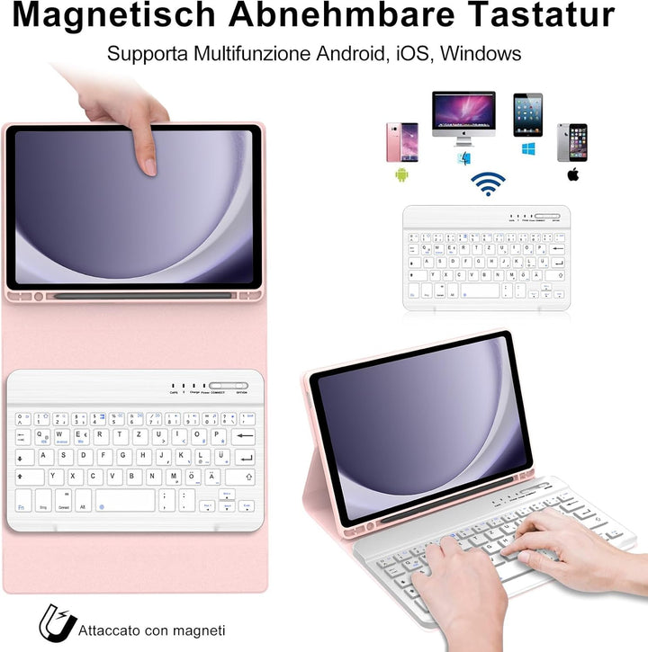 IVEOPPE Hülle mit Tastatur für Samsung Galaxy Tab A9 8.7", Tastatur für Samsung Tablet A9 2023, Magn