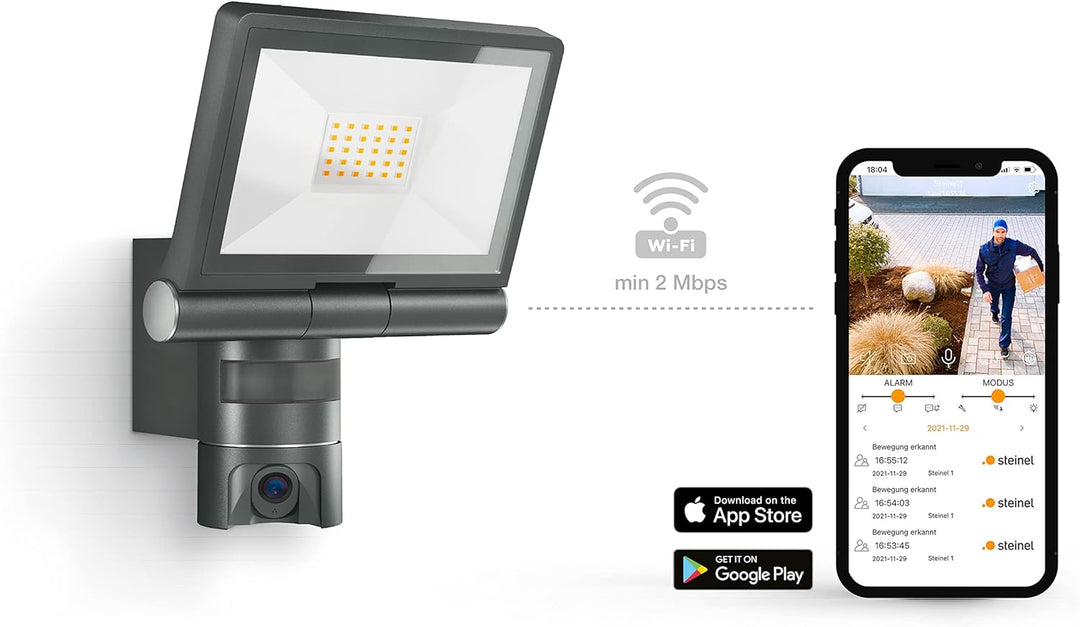 Steinel LED-Aussenprojektor mit XLED CAM 1 SC Überwachungskamera, Gegensprechanlage, 180°-Infrarot-B