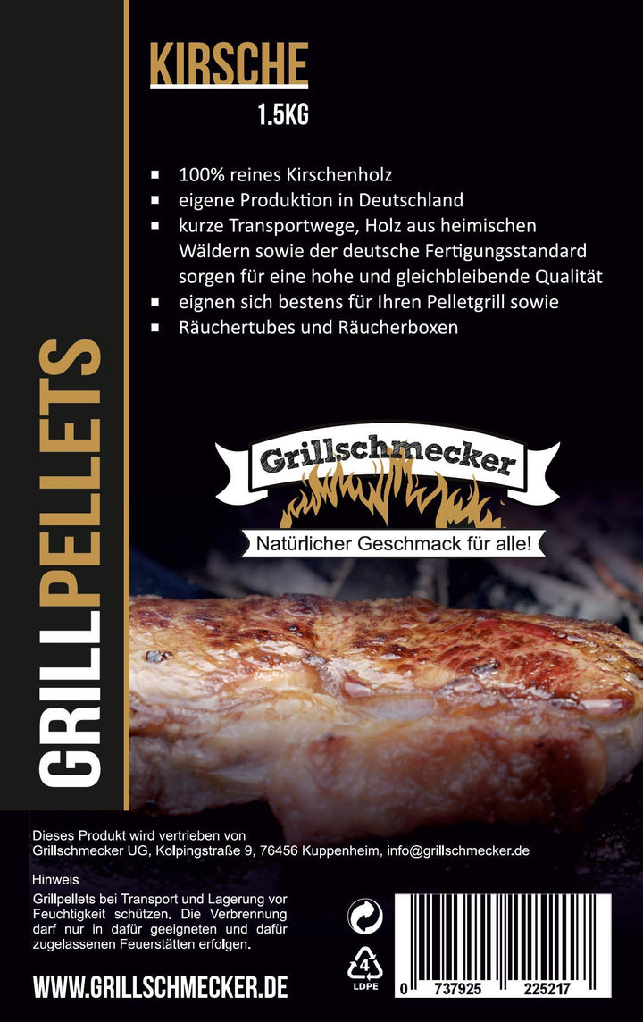 Grillpellets Kirsche 15 kg - Holzpellets aus Kirschholz für Grill, Pelletofen & Smoker