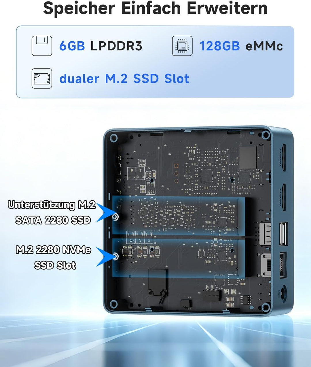BMAX Mini PC Intel Celeron J3355 mit Win 11 Home, 6GB LPDDR3 + 128GB eMMC Mini Desktop Computer Micr