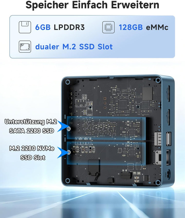 BMAX Mini PC Intel Celeron J3355 mit Win 11 Home, 6GB LPDDR3 + 128GB eMMC Mini Desktop Computer Micr