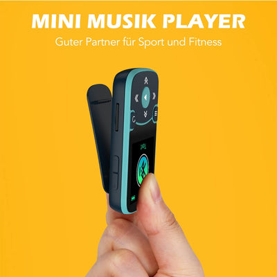 AGPTEK MP3 Player Bluetooth 5.3 Sport 64GB mit 1,5 Zoll TFT Farbbildschirm, Mini Musik Player mit Cl