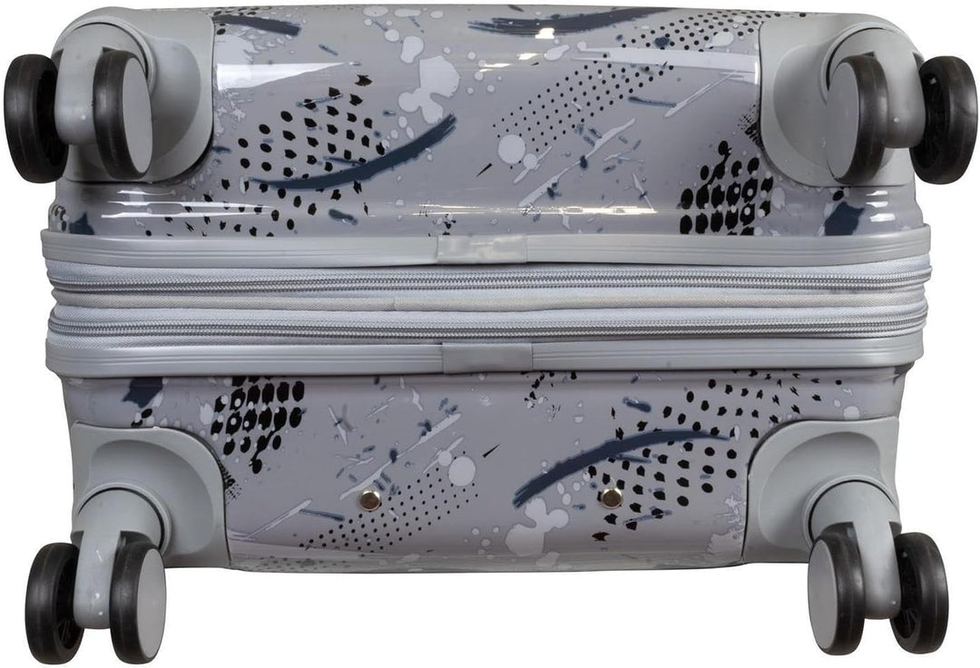 Hartschalen Koffer Trolley Cespara mit Dehnfalte mit modernem Motiv Print - Farbe Silber - Gr. L