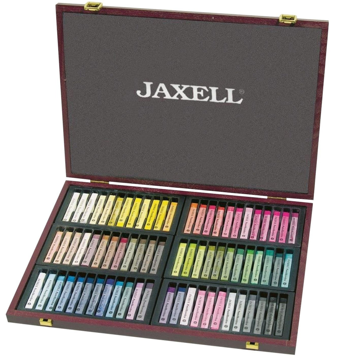 Honsell 47772 - Jaxell Pastellkreide, eckige Form, 72er Set, im Holzkoffer, für flächiges und präzis
