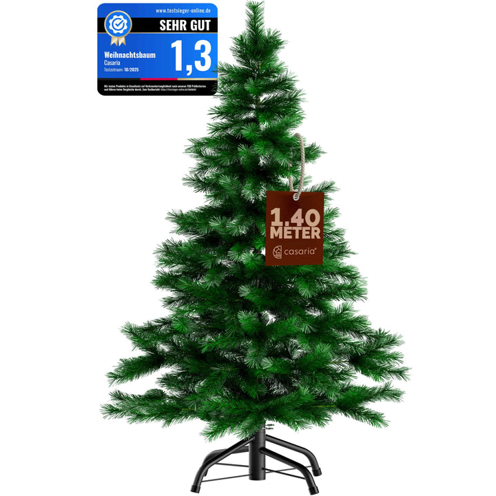 CASARIA® Weihnachtsbaum künstlich 140cm Mix PVC Spritzguss PE mit Ständer 470 Spitzen wie echt Schne