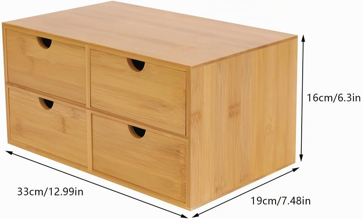 Schreibtisch-Organizer aus Bambus mit Schubladen, Schubladenbox Bambus, Mini Kommode, Holz Organizer