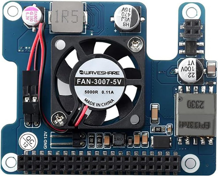 PoE HAT (F) for Raspberry Pi 5 / CM5, 802.3af/at Compliant, High Power Output, Active Cooling Fan, M