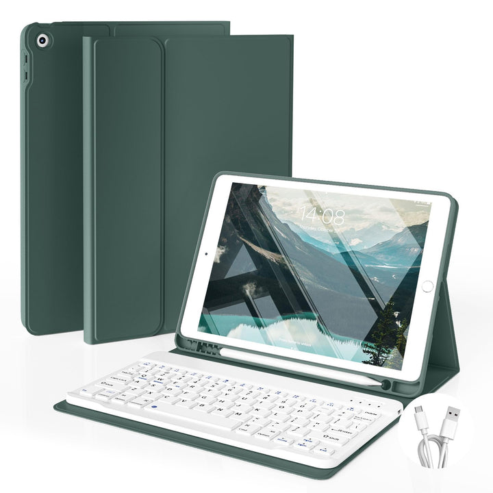 JKSML Tastatur Hülle für iPad 9./ 8./ 7. Generation (2021/2020/ 2019) mit Pencil Halter, Soft TPU Rü