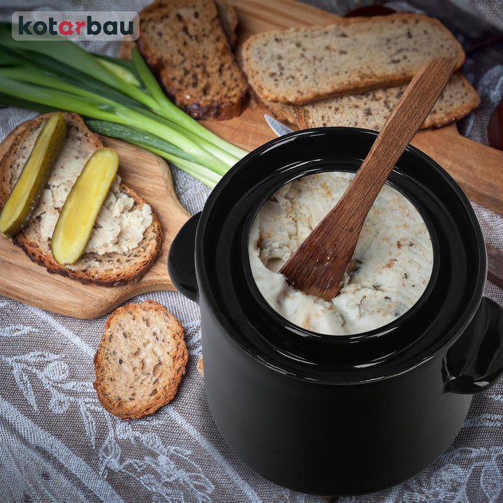 KOTARBAU® Gärtopf Steinzeugtopf Steingut 1,8 l Kimchi Behälter Rumtopf Tontopf Sauerkrauttopf Tontop