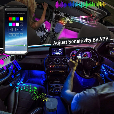 Auto LED Innenbeleuchtung，4pcs 48 LED RGB Strip mit Upgrade-App-Steuerung und -Controller,Wasserdich