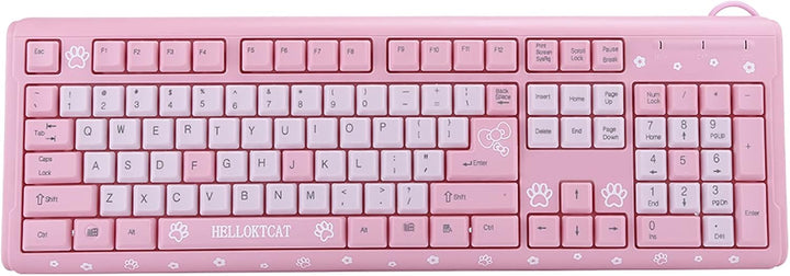 Annadue Rosa Tastatur, USB kabelgebunden Gaming Tastatur, 104 Tasten Ultradünne Computer Tastatur fü