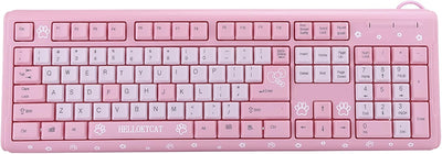 Annadue Rosa Tastatur, USB kabelgebunden Gaming Tastatur, 104 Tasten Ultradünne Computer Tastatur fü