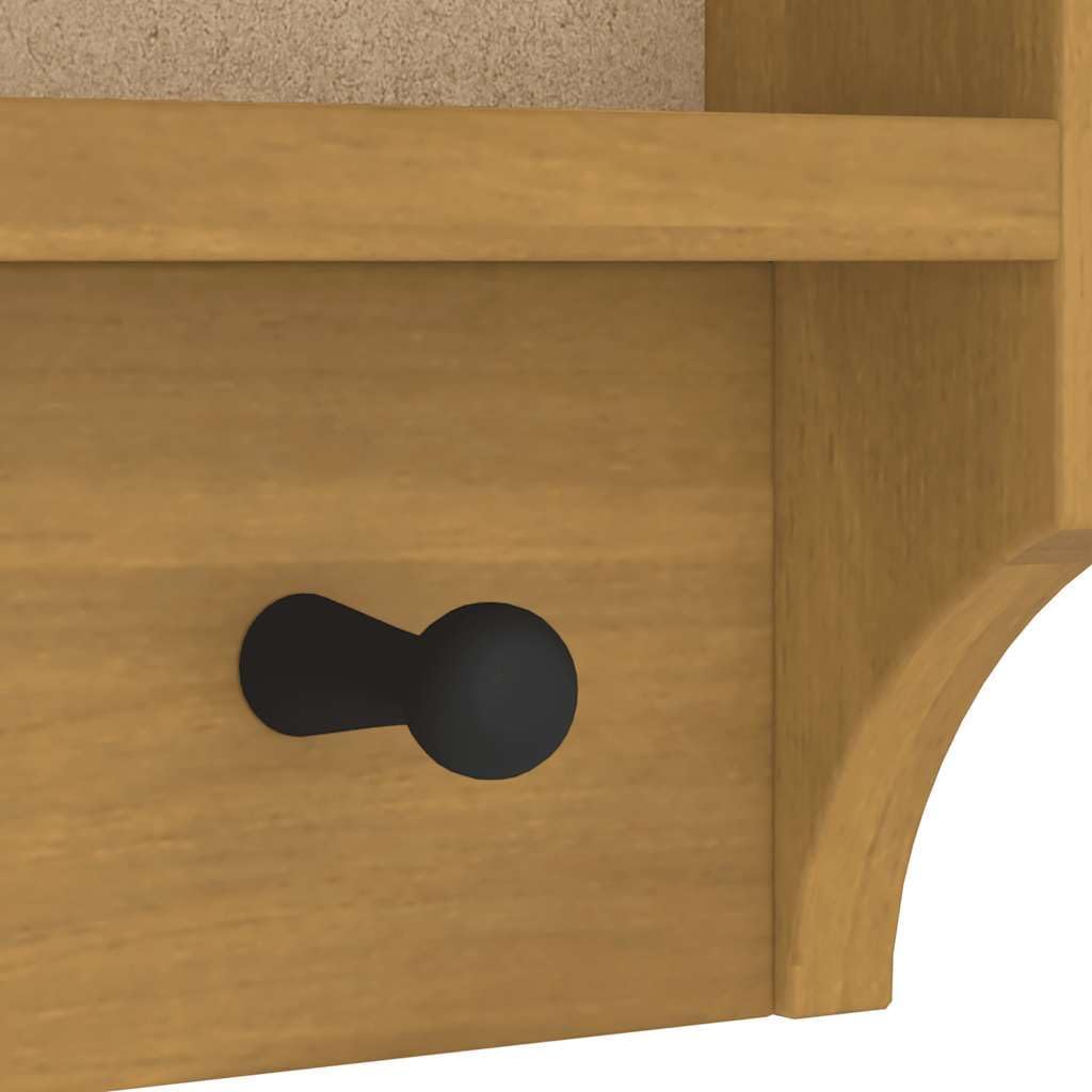 Hothingwell Wandgarderobe, massives Kiefernholz, 87 x 12 x 35 cm | Walnuss-Finish, Haken für Mäntel