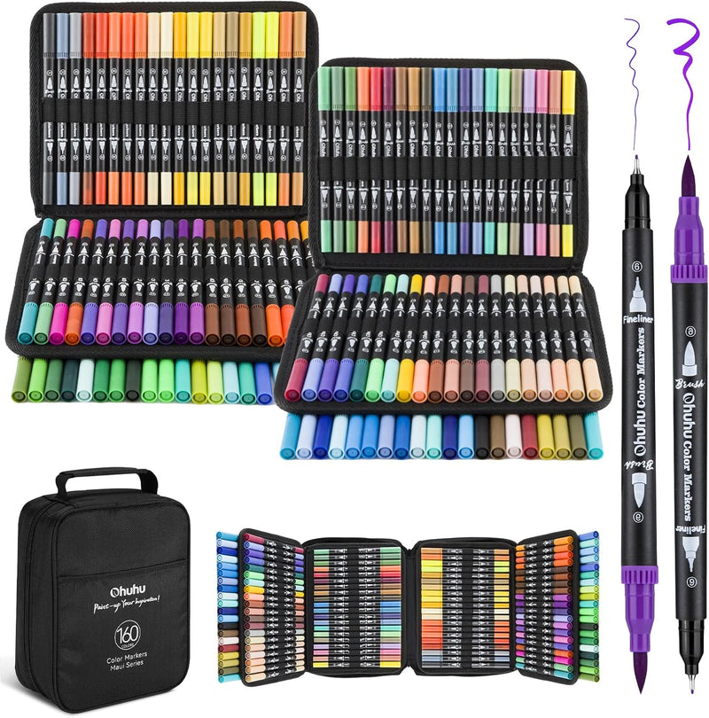 Ohuhu Filzstifte, Dual Brush Pen Set Pinselstifte Aquarell Stifte Doppelspitze Filzstifte für Erwach