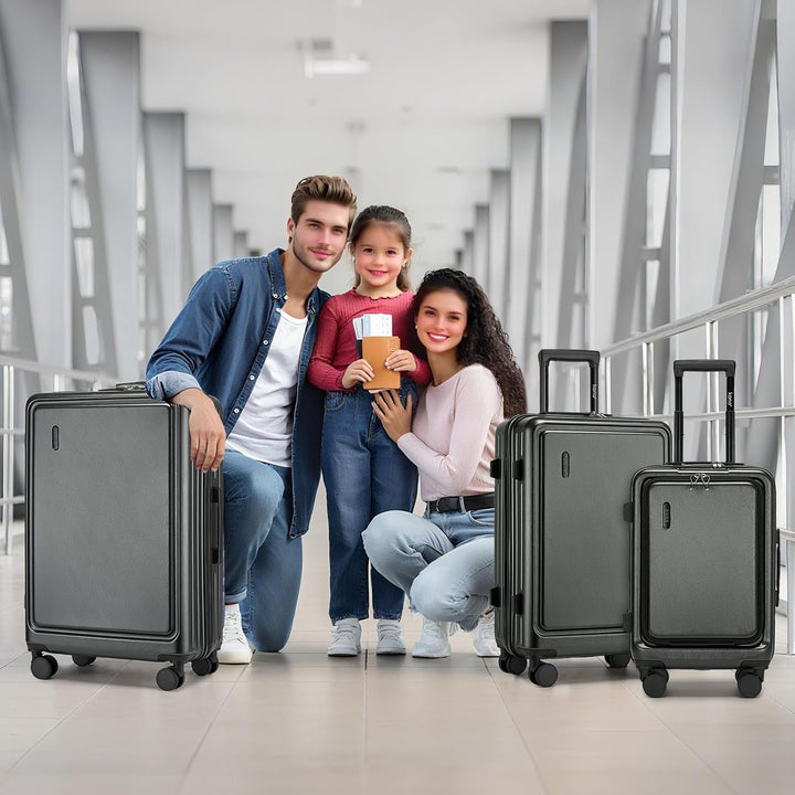 KONO Koffer Mittelgross mit TSA Schloss Hartschale Trolley Koffer mit Rollen Leicht aus ABS PC Reise