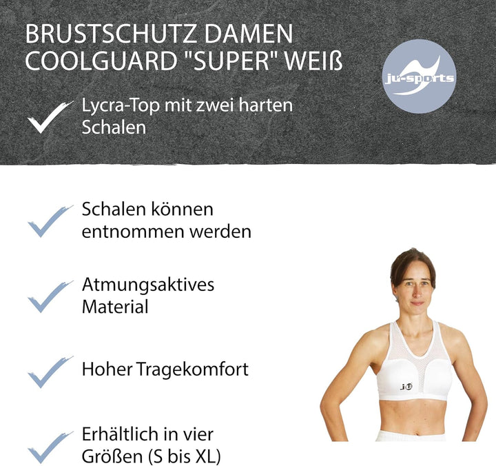 Ju-Sports Brustschutz für Damen Cool Guard Super komplett - weiss I Brustschutz Kampfsport mit abneh