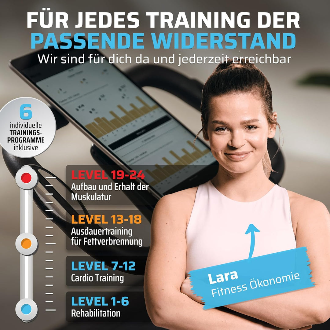 SportPlus Heimtrainer klappbar für zuhause, optional mit App Steuerung, Rückenlehne,Pulsmessung, man