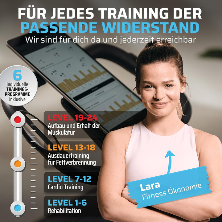 SportPlus Heimtrainer klappbar für zuhause, optional mit App Steuerung, Rückenlehne,Pulsmessung, man