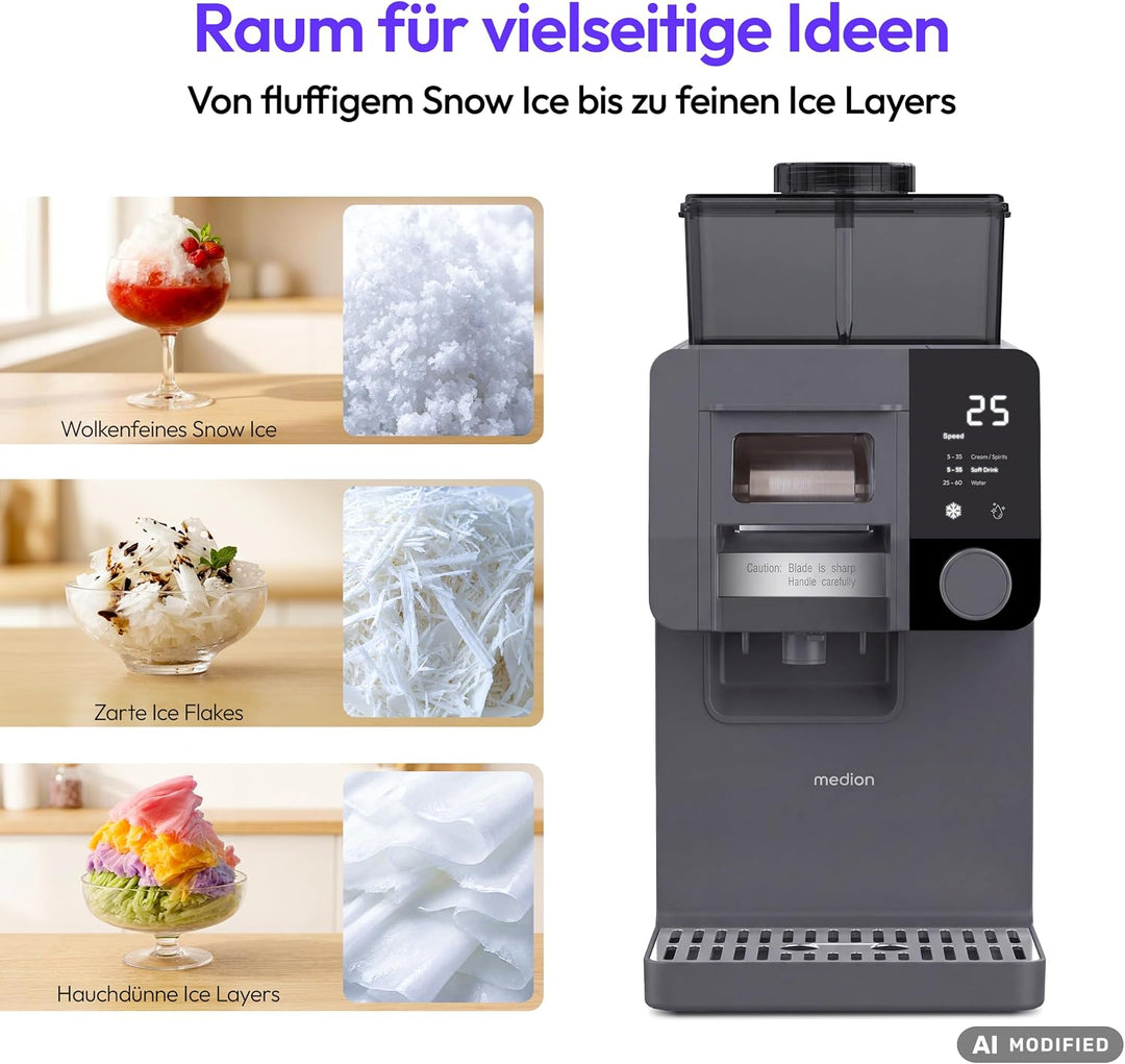 MEDION Snowzy - Eismaschine für Shaved Ice, Snow Ice &amp; Slush