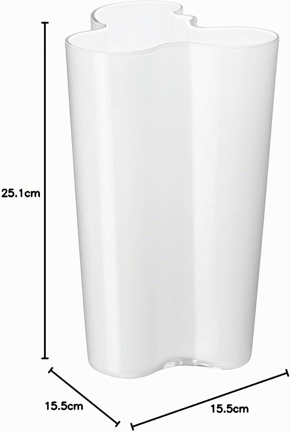 Iittala Vase Aalto 251 mm Weiss aus Glas, 251 mm Weiss