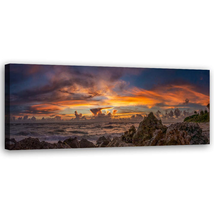 Wanddeko Landschaft Leinwandbild Kunstdruck Felsen Orange 100x40 cm Leinwandbild 100x40 cm Orange_a,