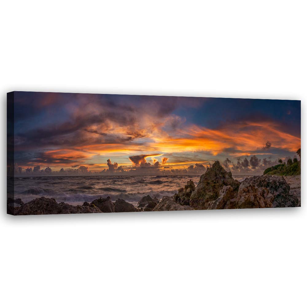 Leinwandbild XXL Landschaft Wandbild Kunst Felsen Orange 150x60 cm Leinwandbild 150x60 cm Orange_a,