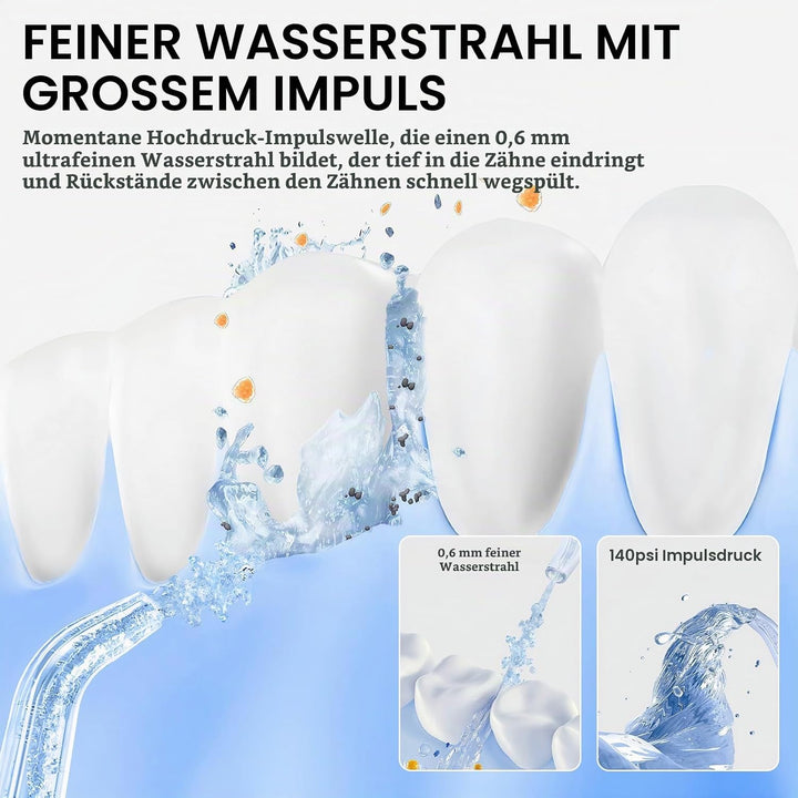 Mini Tragbare Munddusche Testsieger, Klein Elektrische Munddusche Reise Kabellos Mobil, Waterflosser