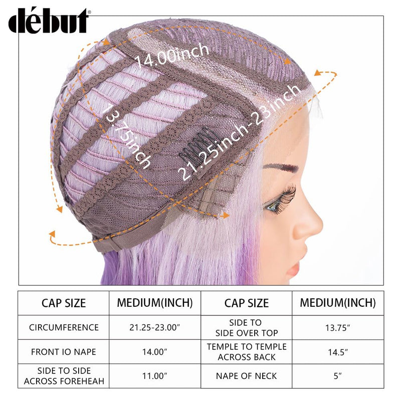 Début Lace Front Perücke für schwarze Damen Bob Perücke für weisse Damen Kunsthaar 24 cm 120g Natur