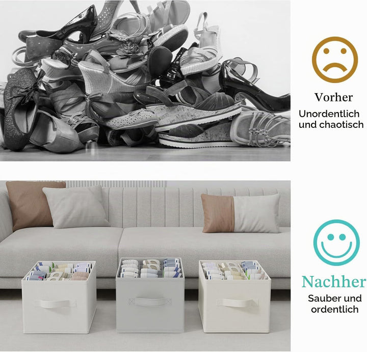 2 Stück Schuhorganizer für Closet, Grosse Schuhaufbewahrung Platzsparend Passt 12-24 Paare, Faltbare