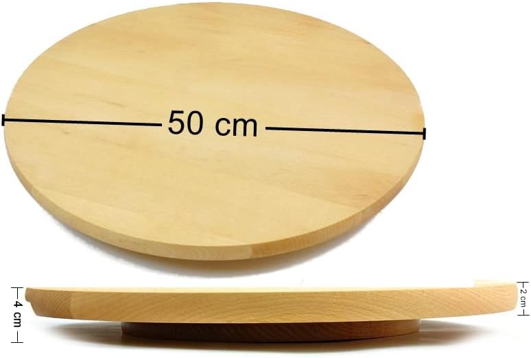 Lazy Susan runder, drehbarer Präsentierteller aus Holz zum Servieren von Kuchen und Pizza, 50 cm Dur