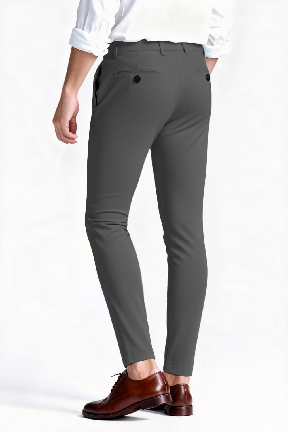 Herren Chino Hose Skinny Chinohose Casual mit Stretch Designer Hose Stoffhose, 30W / 30L Grau 3482