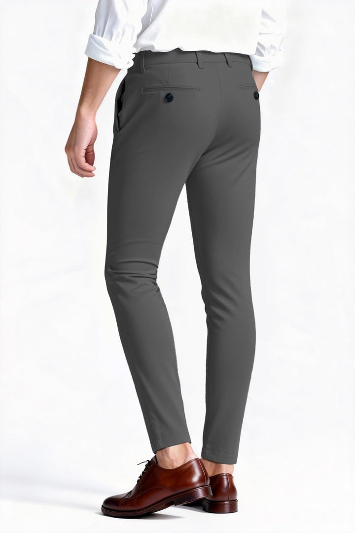 Herren Chino Hose Skinny Chinohose Casual mit Stretch Designer Hose Stoffhose, 30W / 30L Grau 3482
