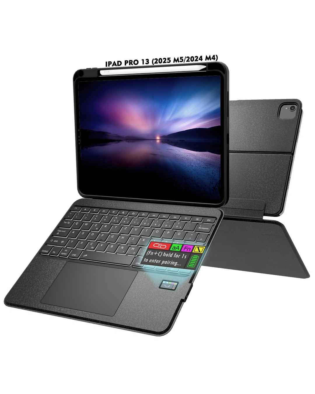 Doohoeek Tastatur Hülle mit LCD-Display für iPad Pro 13 Zoll 2025(M5)/2024(M4), Abnehmbare Bluetooth