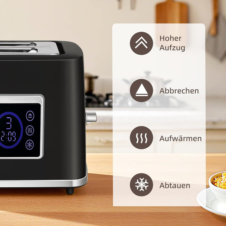 HOMCOM Wasserkocher Toaster Set 1,7L Edelstahl Wasserkocher 2 Scheiben Toaster mit 6 Bräunungsstufen