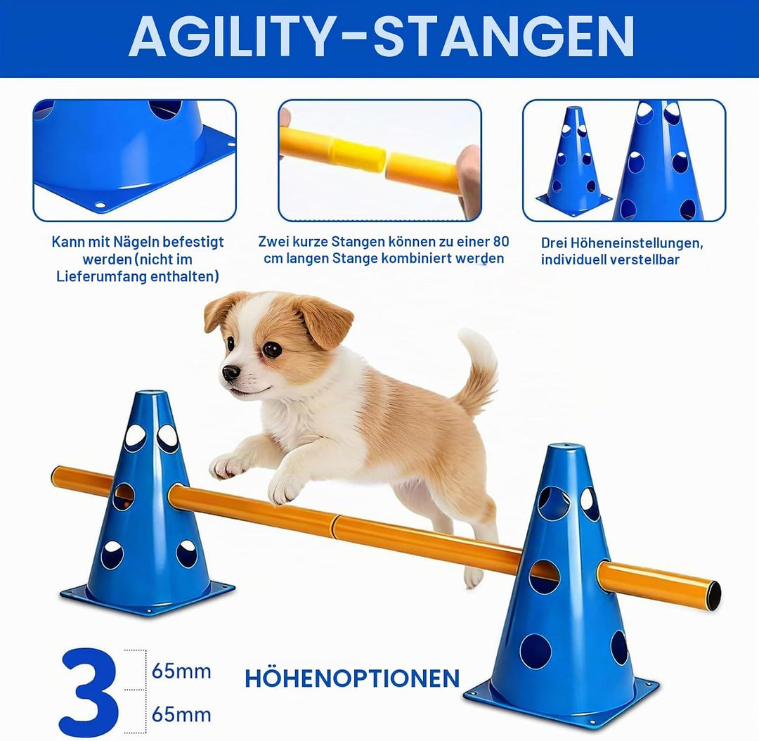 Agility Set Hunde Klein Cavaletti Hunde Steckhürdenset, Agility Trainingszubehör für Hunde Pferde, S