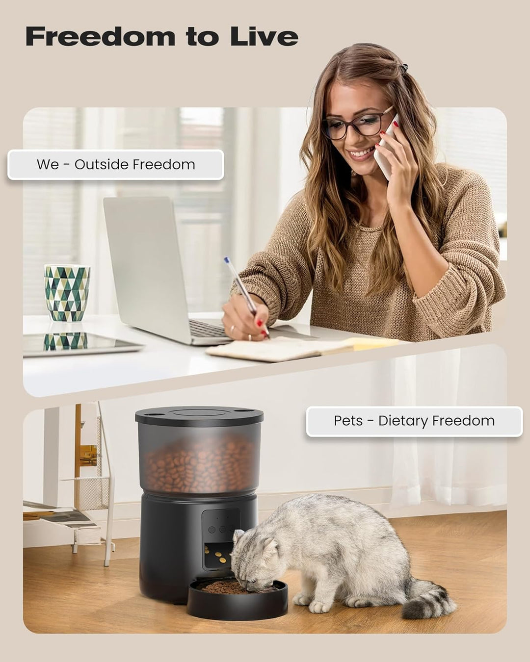 Futterautomat Katze APP: 2.4G/5G WiFi Futterautomat Hund - Automatische Futterstation Katzen - Futte