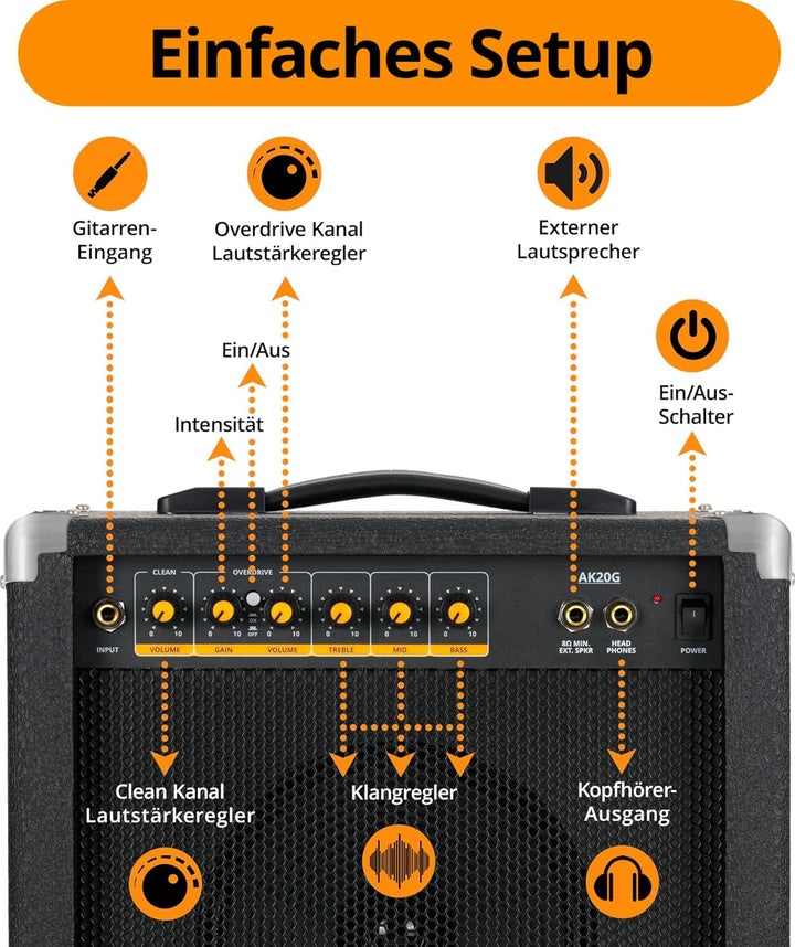 Soundking AK20-G Gitarrenverstärker - 2-Kanal, 60 Watt Single, Single