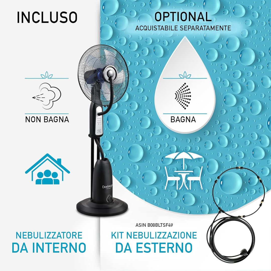 KLIMA Standventilator mit Sprühnebel Wasserkühlung Kühlfunktion DARDARUGA
