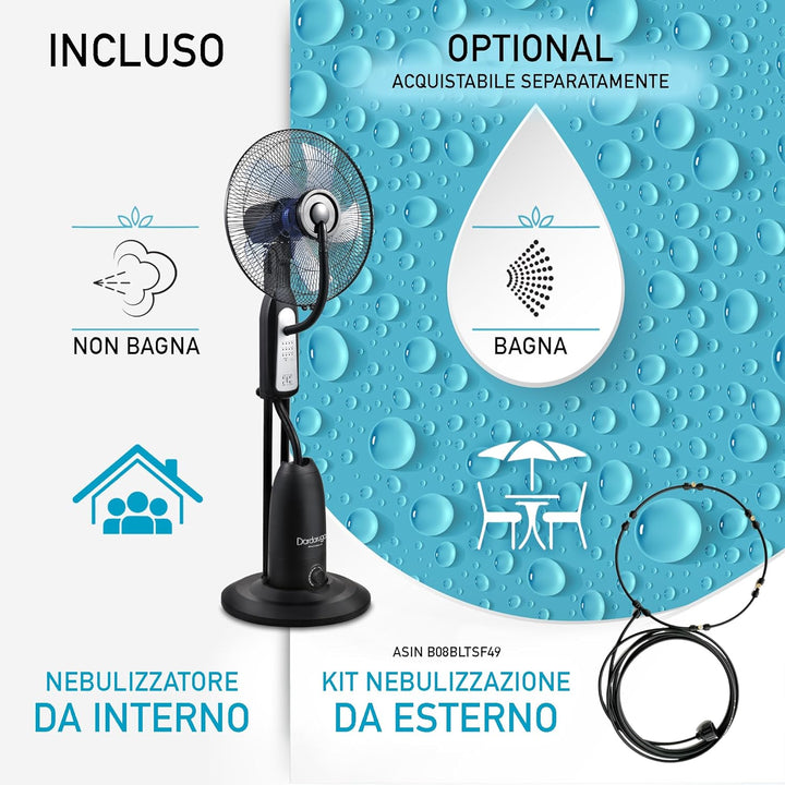 KLIMA Standventilator mit Sprühnebel Wasserkühlung Kühlfunktion DARDARUGA