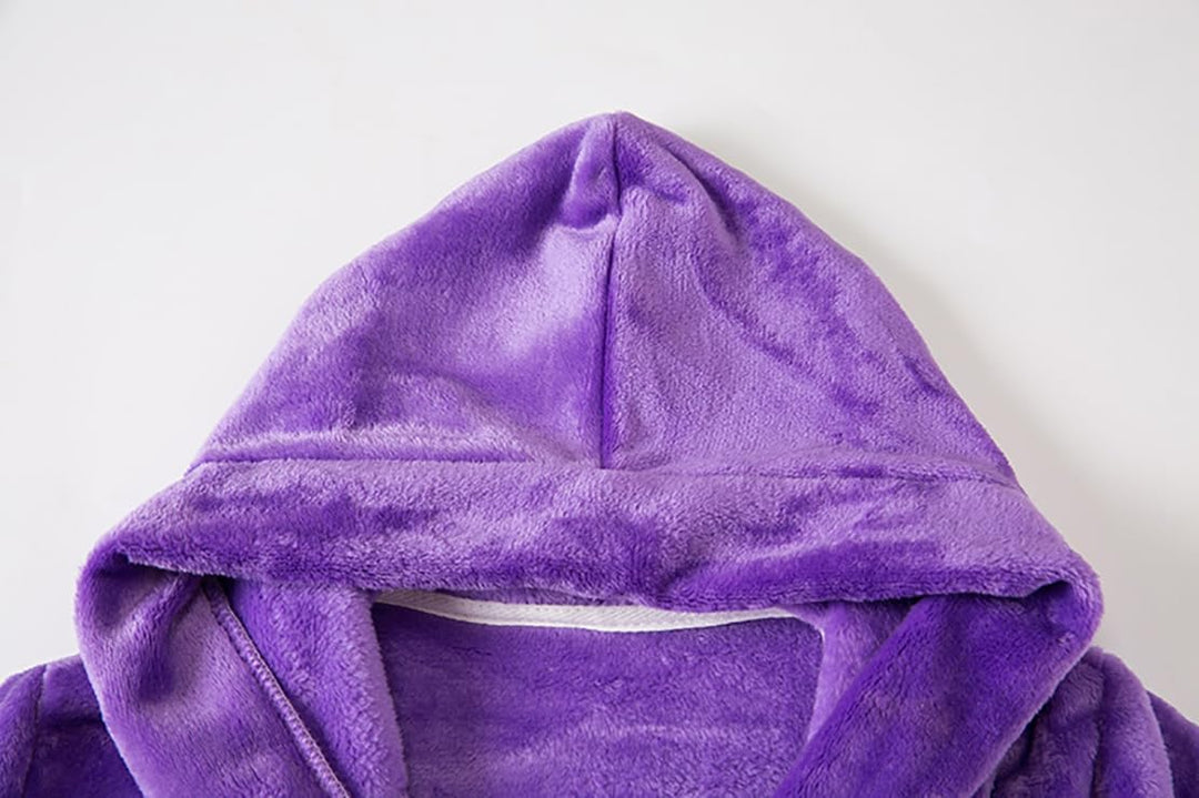 Bademantel für Mädchen, einfarbig, mit Kapuze, Flanell-Fleece-Bademantel für Jungen violett 7-9 Jahr
