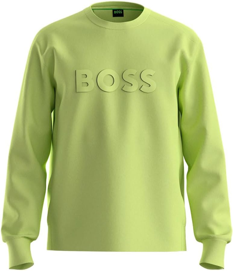 BOSS Herren Salbo Sweatshirt aus Stretch-Baumwolle mit Logo im Sandwich-Stil XS 337light/Pastel Gree