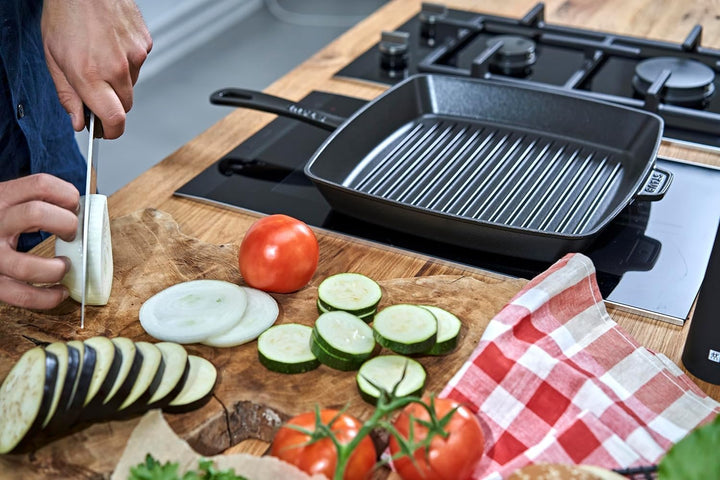 STAUB 1003305 Amerikanische Grillpfanne, Gusseisen, induktionsgeeignet, 26 cm, Schwarz Schwarz 26 cm