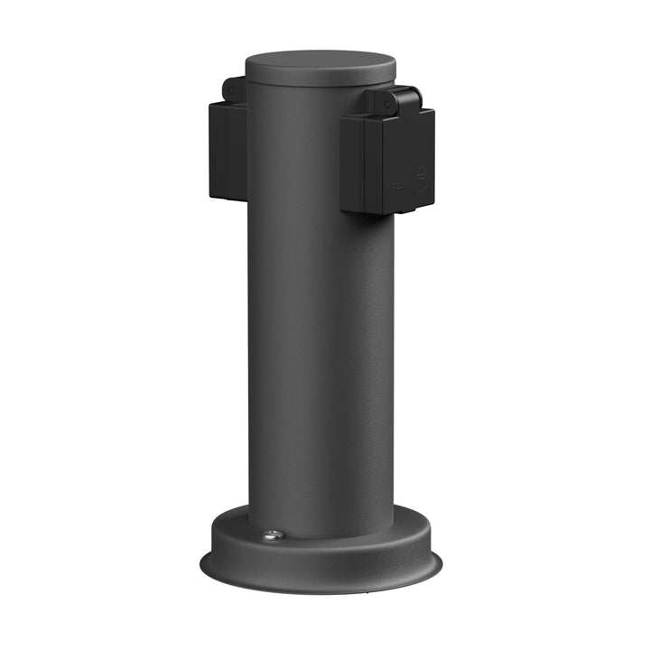 ledscom.de Garten Steckdosensäule PORU für aussen, IP44, 2-Fach, anthrazit, rund, 27 cm 1 Stück (1er